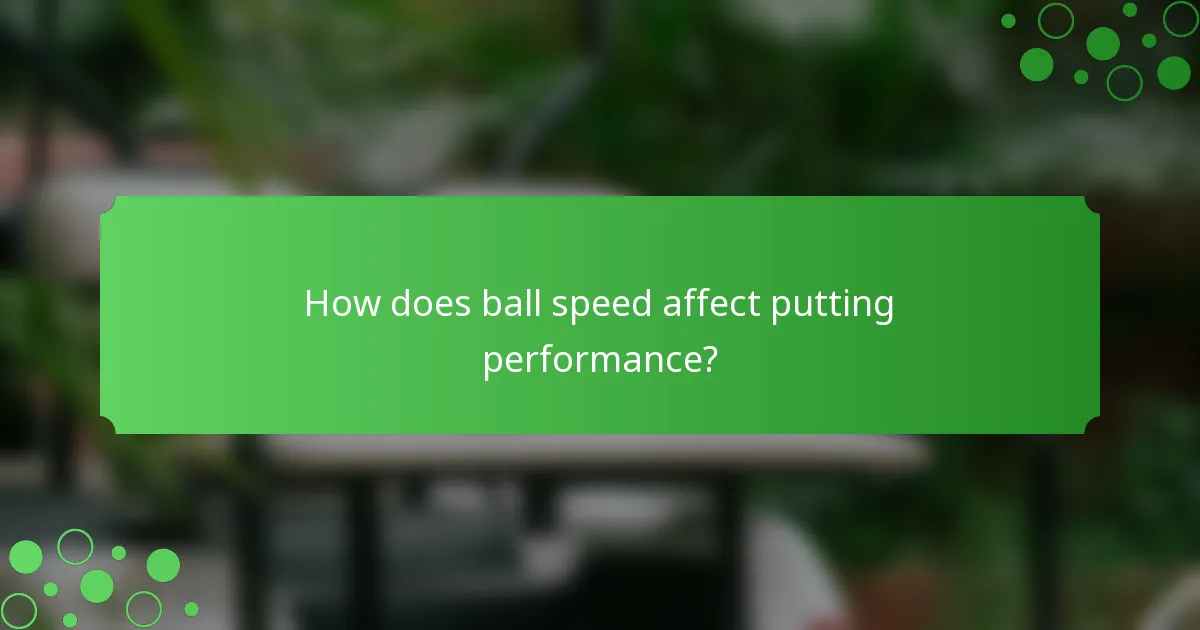How does ball speed affect putting performance?
