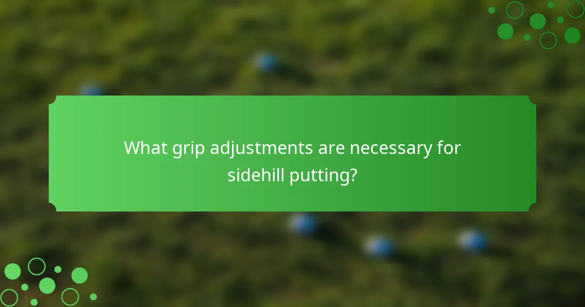 What grip adjustments are necessary for sidehill putting?